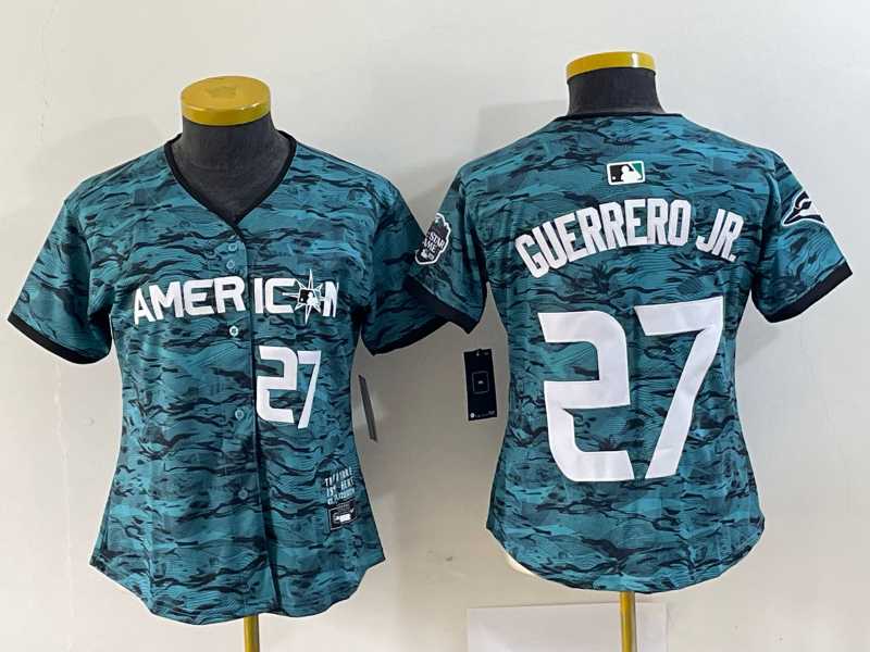 Women%27s Toronto Blue Jays #27 Vladimir Guerrero Jr Number Teal 2023 All Star Cool Base Stitched Jersey->mlb youth jerseys->MLB Jersey